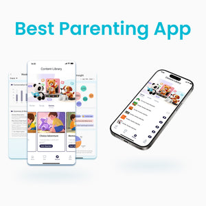 Smartphone displaying TalkiPal app with multiple screens on a white background